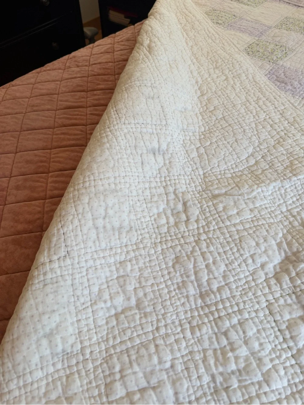 Pottery Barn Kids Pastel Patchwork Full Quilt - Soft Lavender and Cream